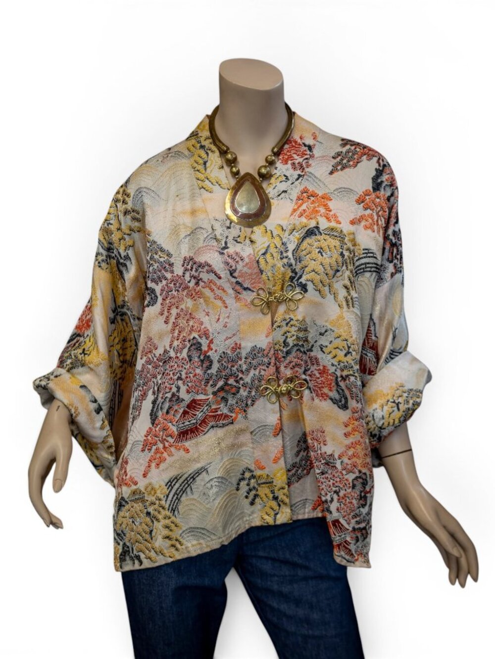 Vintage Silk Brocade Haori Jacket * Modern L–XL - Picture 2 of 11